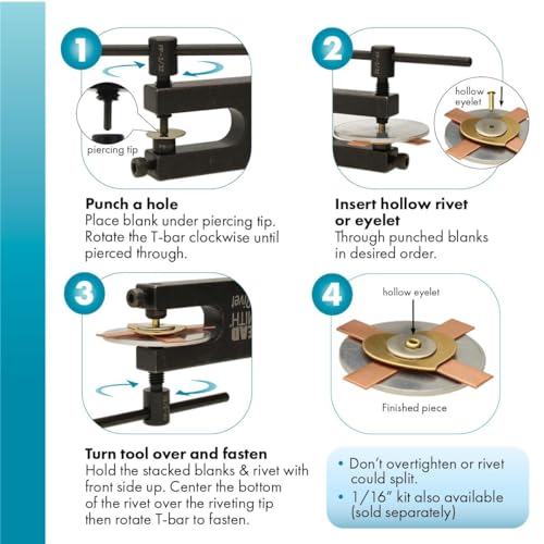 Jewelry Riveting & Flaring Kit with 3/32" T-Bar Screws - Flat & Domed Bases