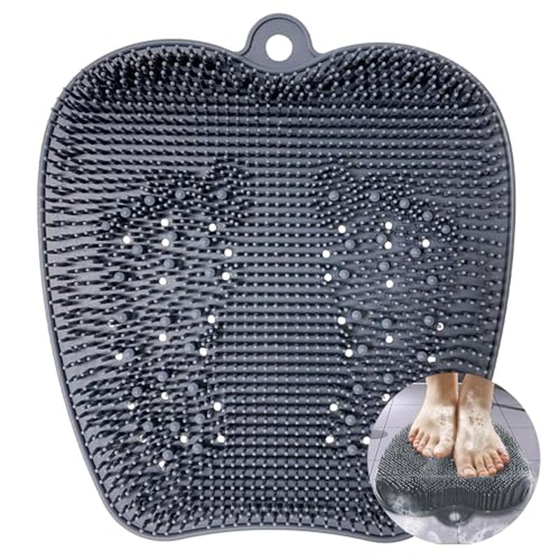 Extra Thicker & Larger Foot Scrubber Mat for Shower, Silicone Back Body Exfoliator Massager Cleaner Washer with Non Slip Suction Cup, Exfoliating Scrub Brush Pad for Women Men Elderly