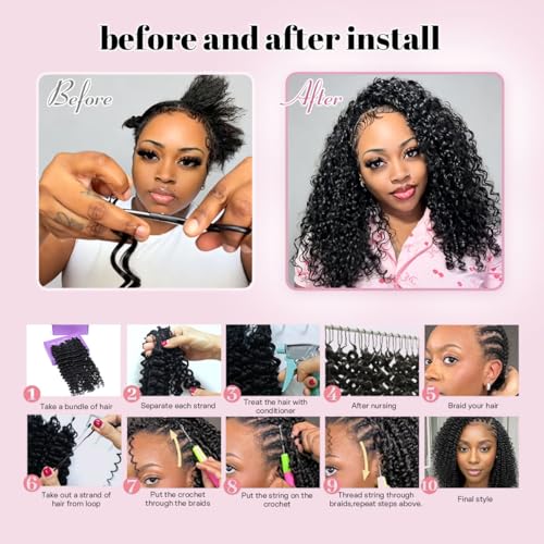 Black 18 Inch 100 Strands Miracle Feather Crochet Human Hair for Knotless Boho Style