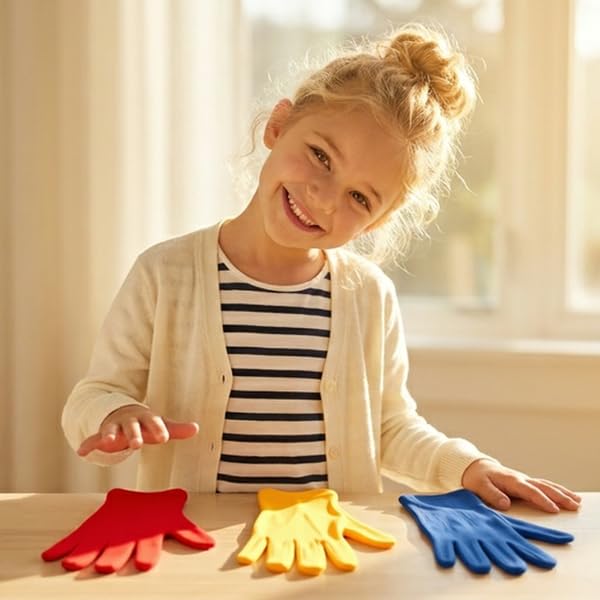 LEAFY BOO Bamboo Eczema Gloves for Kids Age 4-6, Moisturizing Overnight Hand Support, 3 Pairs
