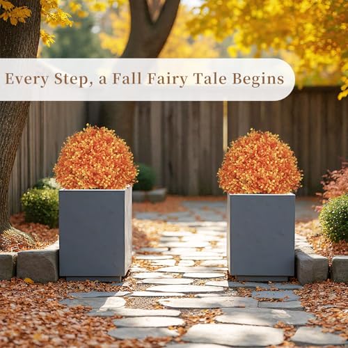 24-Inch Artificial Boxwood Topiary Balls for Outdoor Fall Decor