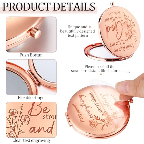 GlikCeil 12 Pcs Christian Pocket Mirrors with Bible Verses - Compact Makeup & Gift Set