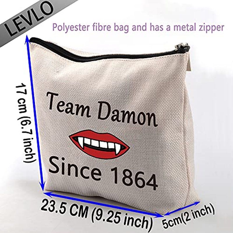 LEVLO The Vampire Lovers Gift Team Damon Stefan Salvatore Since 1864 Makeup Bags Vampire Fandom Gift for Fans (Damon)
