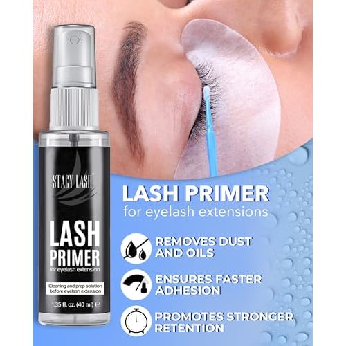 Extra Bonder for Lash Extensions 15ml + Eyelash Extension Primer - Stacy Lash/Eyelash Extension Sealer/Reduces Lash Extension Glue Fumes/Protein Oil Remover/Eyelash Extension Cleanser Spray 40