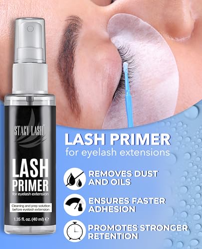 Eyelash Extension Adhesive - Fast-Drying Black Lash Glue with Primer Set for Professionals