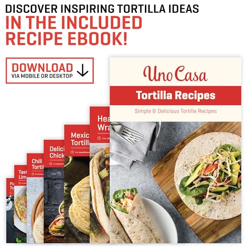 Uno Casa Cast Iron Tortilla Press 10 Inch & Comal Pan Bundle - Family Size with Variation