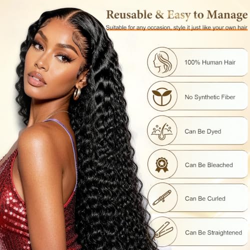 Deep Wave Human Hair Bundles 16 Inch Natural Black 12A Virgin Brazilian Hair