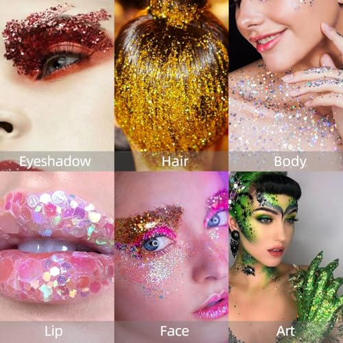 Body Glitter Stick for Face, Body & Hair - Pink & Purple Chunky Sparkle Glitter, 2 Pack | Long Lasting Party Makeup for Festival, Rave, Concert & Cosplay