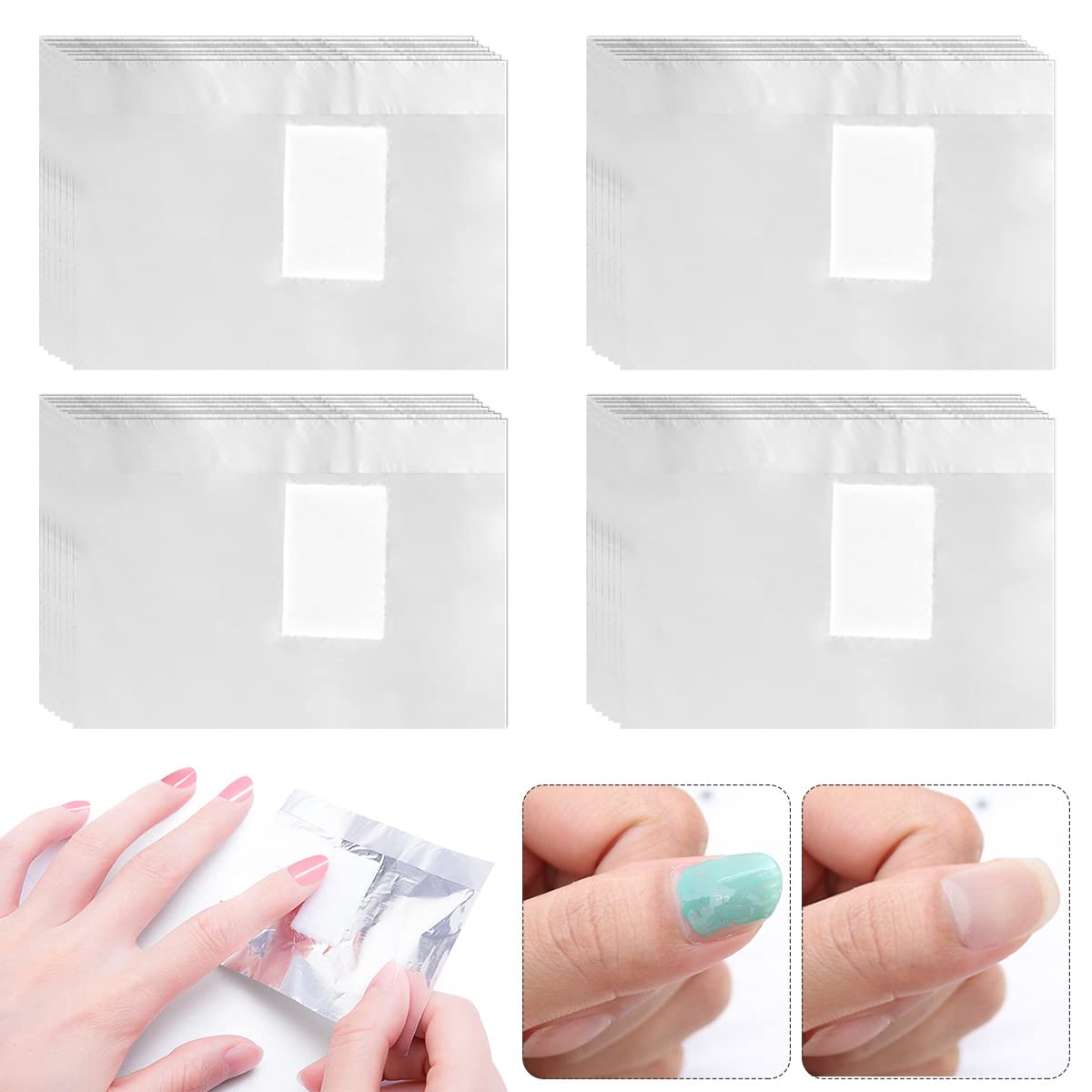 1000Pcs Nail Polish Remover Nail Polish Foil Wraps, Nail Wraps Remover with Cotton Pad,Gel Nail Polish Remover Foil Wrap,Tin Foil Nail Wrap Gel Polish Removal Tool Kit (1000PCS)