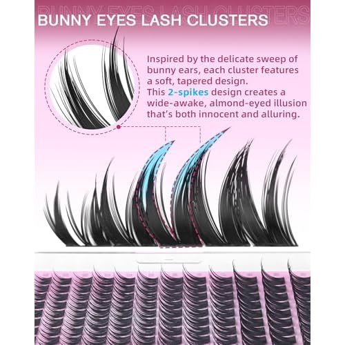 EYDEVRO Bunny Lash Clusters Manga Eyelash Clusters Wet Look Fairy Wispy Cluster Eyelash Extensions Anime Cluster Lashes 120 Pcs 10-16mm C Curl DIY Lash Extensions