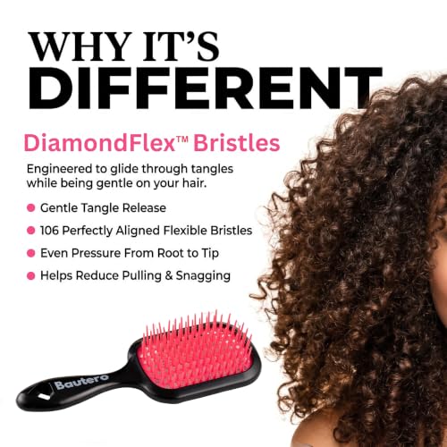 Bautero Detangling Brush for Curly Thick Hair - Sakura Blossom Variation