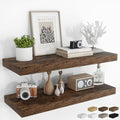 RICHFOCUS 36-Inch Rustic Brown Floating Wall Shelves Set of 2 | Modern Storage & Decor