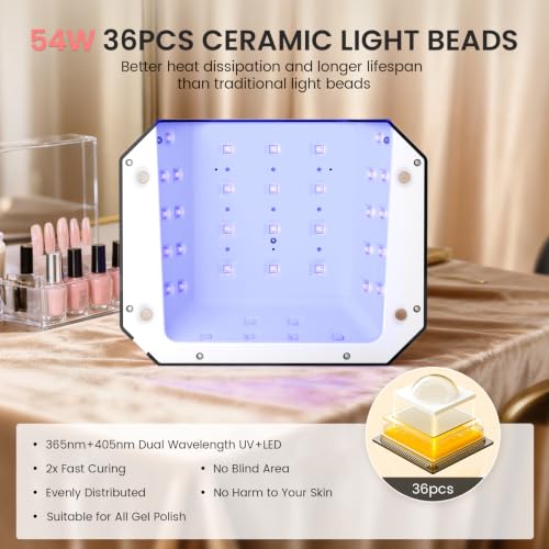 UV LED Nail Lamp 54W for Gel Polish & Nails - Black