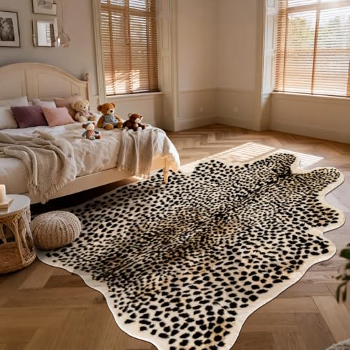 Seek4comfortable Leopard Print Rug 6.8x5.2 ft Faux Cheetah Animal Carpet