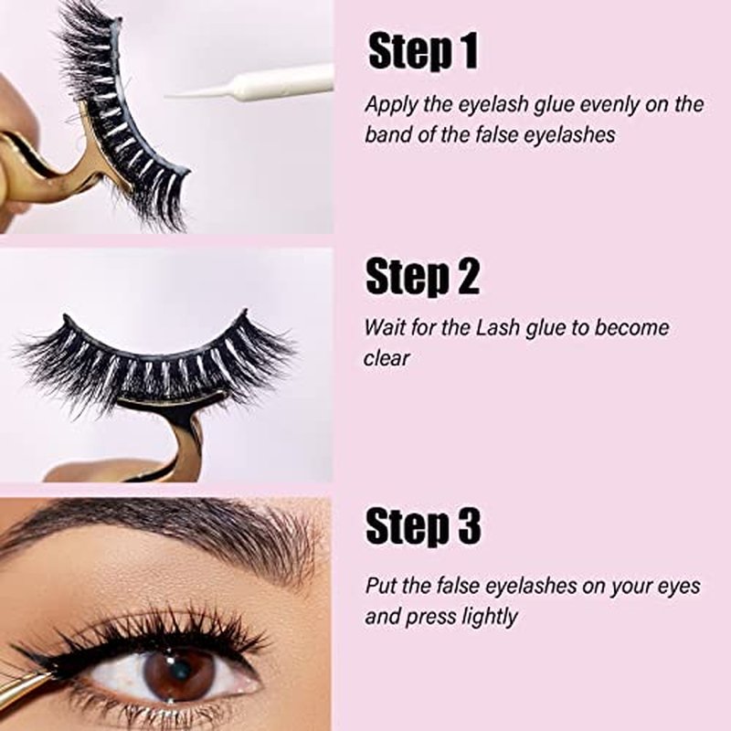False Eyelash Glue Super Strong Hold Clear Eyelash Adhesive Waterproof Lash Glue Latex-Free Suitable for Sensitive Eyes (2 Pack Clear)