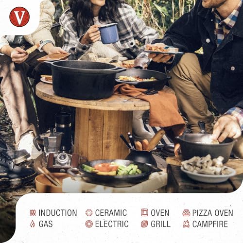 Cast Iron Dutch Oven and Skillet Set - 6 Quart Oval Combo - 2 Pieces