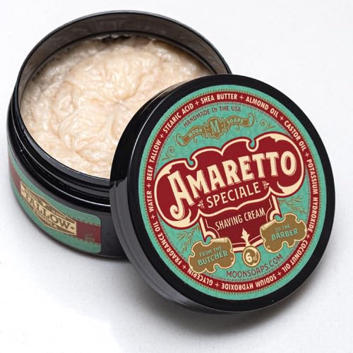 Moon Soaps Amaretto Speciale Tallow Shaving Soap with Almond & Cherry, 6 oz