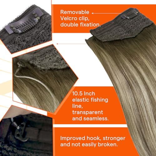 Balayage Hair Extensions Wire Human Hair 18 Inch - Cool Brown #3/8/22, 85g