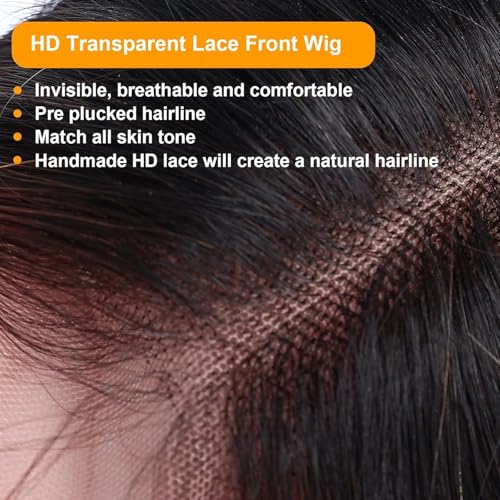 Balayage Wig Human Hair 28 Inch Blonde Ombre Lace Front Wig 13x6 HD Transparent Cap