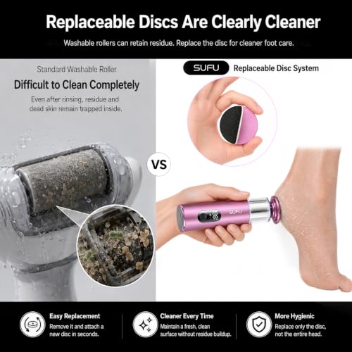 Pink 2-in-1 Electric Foot Callus Remover with Digital Display - Cordless Rechargeable Pedicure Tool