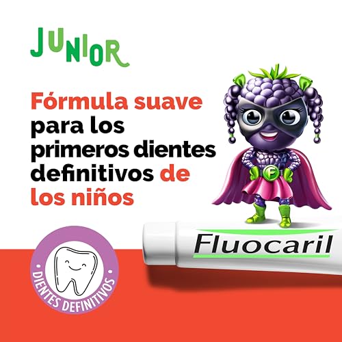 Fluocaril Junior Kids Toothpaste with Red Fruit Flavor 2x75ml for Ages 6-12