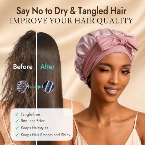 SilkSilky Pale Mauve 100% Mulberry Silk Bonnet for Sleep & Hair Care
