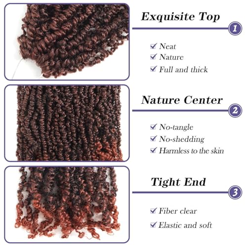 Yanky Twists Crochet Hair 12 Inch 9 Packs Curly Bohemian Passion Twist Extension T350#