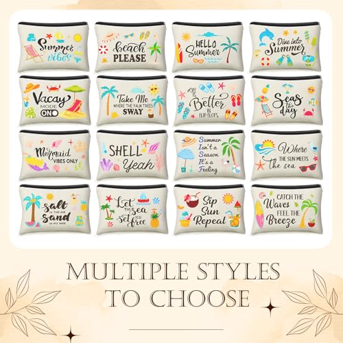 Summer Christmas Makeup Bag Set - 16 Pcs Bulk Cosmetic & Travel Bags