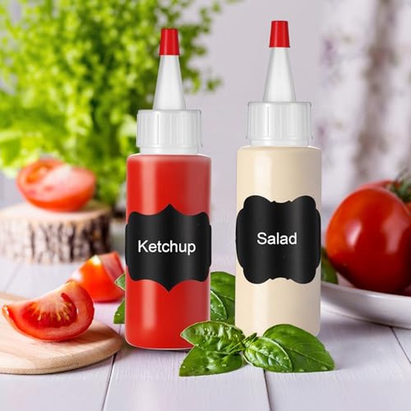 Lounsweer 36 Pcs 2 oz Plastic Squeeze Bottles small squeeze bottles with Dust Caps Include Label Pen and Funnels for Sauces Syrups Condiments Crafts Paint Glue and More (Classic)
