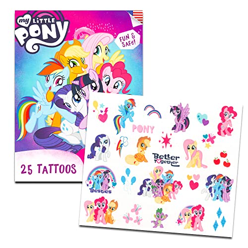 My Little Pony Tattoos Bundle ~ 50 Pcs My Little Pony Temporary Tattoos for Girls with Door Hanger (My Little Pony Party Favors)