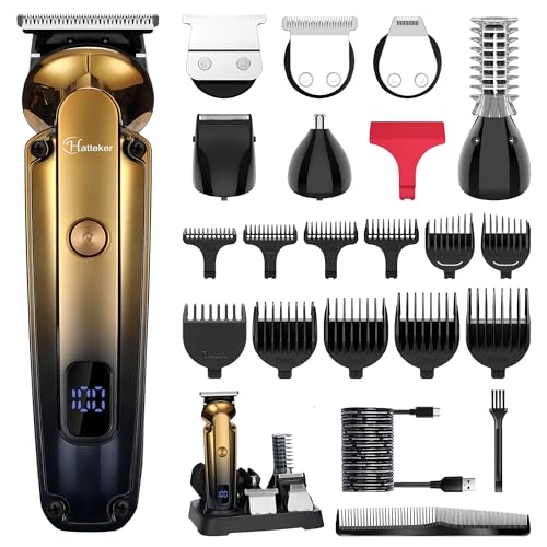 Gold Men's Beard Trimmer Kit 6-in-1 Waterproof Electric Razor & Hair Clipper