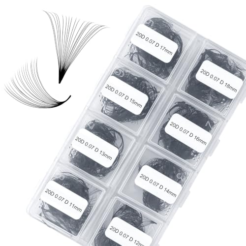 Premade Eyelash Extensions Fans 600pcs 20D D Curl 11-18mm Variation of LASH-600pcs-20D-D-11-18Mix