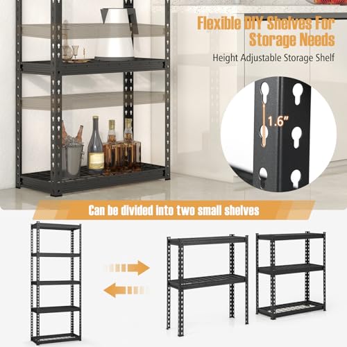 Black 2 Pack Heavy Duty Metal Shelving Units - 5-Tier Adjustable Wire Storage Racks, 12"D x 27.5"W x 66"H