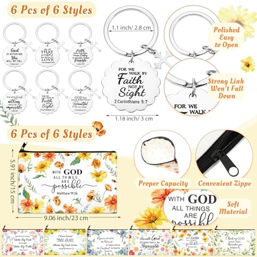 Inspirational Christian Gifts Set with Bible Verse Tumblers Socks Makeup Bags and Keychains