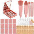 Travel Makeup Brush Set with Mirror - Pink 12-Piece Bridal & Bridesmaid Gift
