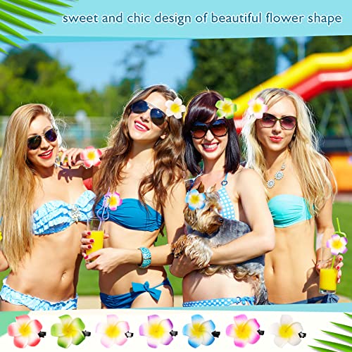 100 Pcs Hawaiian Foam Plumeria Hair Clips - 2.4 Inch, Multicolor Pack