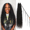 Goddess Faux Locs Crochet Hair 24 Inch - Boho Soft Locs for Black Women, Pack of 8 #1B