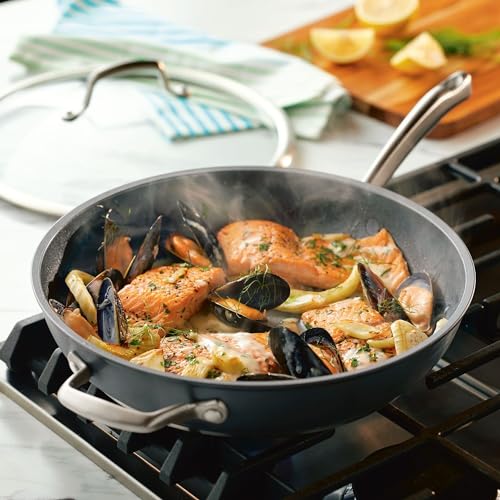 12-Inch Hard Anodized Nonstick Deep Frying Pan with Lid & Helper Handle