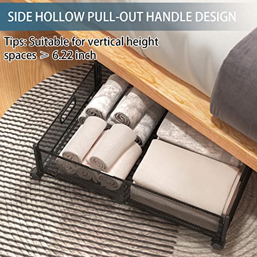 Uyokcnie Black Foldable Under Bed Storage Containers 4 Pack with Handles & Wheels