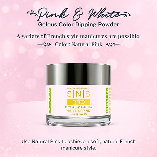 SNS Nail Dip Powder, Natural Pink (Natural/Nudes, Sheer) - Long-Lasting Acrylic Nail Color & Polish Lasts up to 14 days - Low-Odor & No UV Lamp Needed - 2 Oz