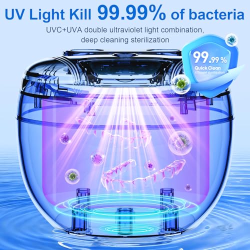 Black Upgraded Ultrasonic Retainer Cleaner Machine 45kHz for Dentures & Mouth Guards