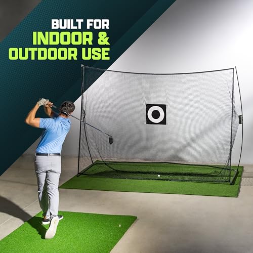 Standard 10x7 ft Golf Practice Net - Black Personal Driving Range for Indoor & Outdoor Use