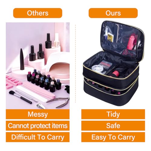 Nail Polish Organizer Bag Holds 30 Bottles Black Travel Storage Case