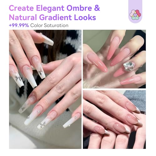 Pink Nude Dilution-Free Airbrush Gel Nail Polish Set - 6 Colors, Long-Lasting, 20ml