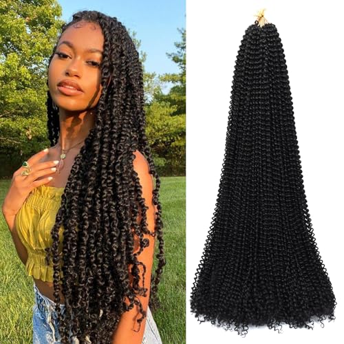 Dorsanee Passion Twist Hair 30 In - Water Wave Crochet 7 Packs #1B, Pack of 7, 16 Strands/Pack