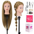 28-Inch Light Brown Human Hair Mannequin Head for Hair Styling & Training