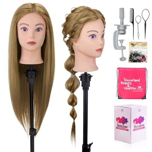 28-Inch Light Brown Human Hair Mannequin Head for Hair Styling & Training