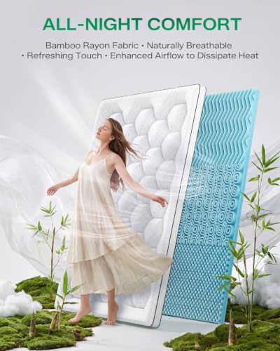 Qocismile White Full 4-Inch Dual Layer Memory Foam Mattress Topper