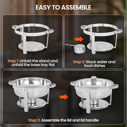 6QT Stainless Steel Chafing Dishes Buffet Set for Catering and Parties