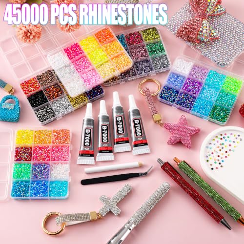 3mm Rhinestone Bedazzling Kit - 60 Colors, 45000 PCS with Glue & Tools - Variation of THIS listing